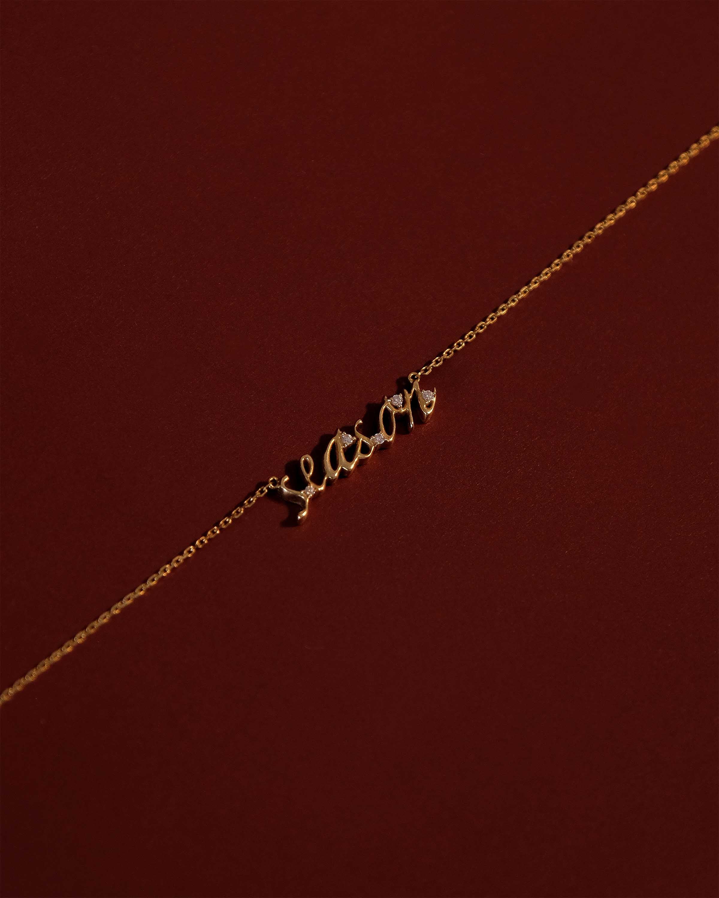 Cursive Nameplate Necklace | 9K Solid Gold