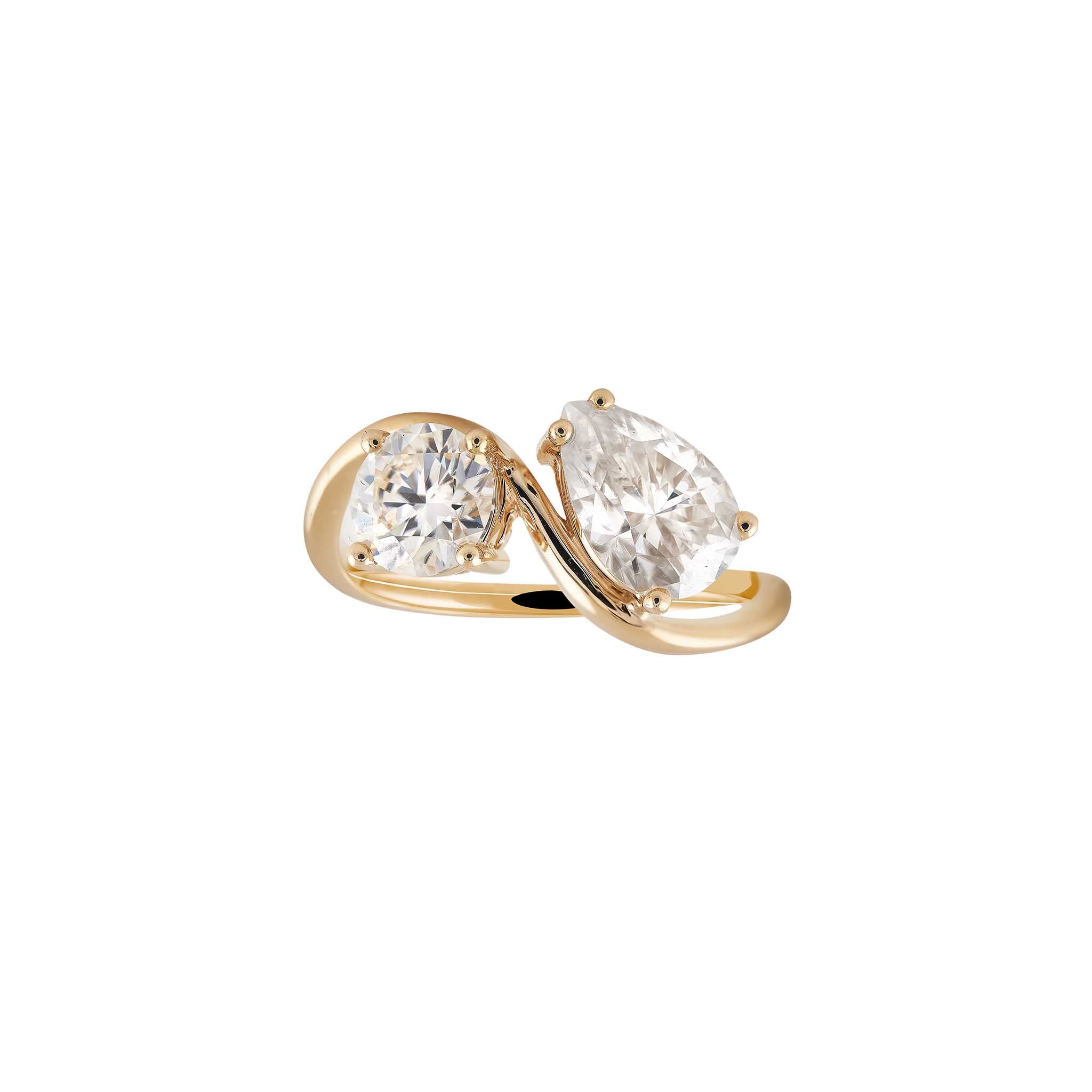 Curve Toi Et Moi Moissanite Ring | 14k Solid Gold