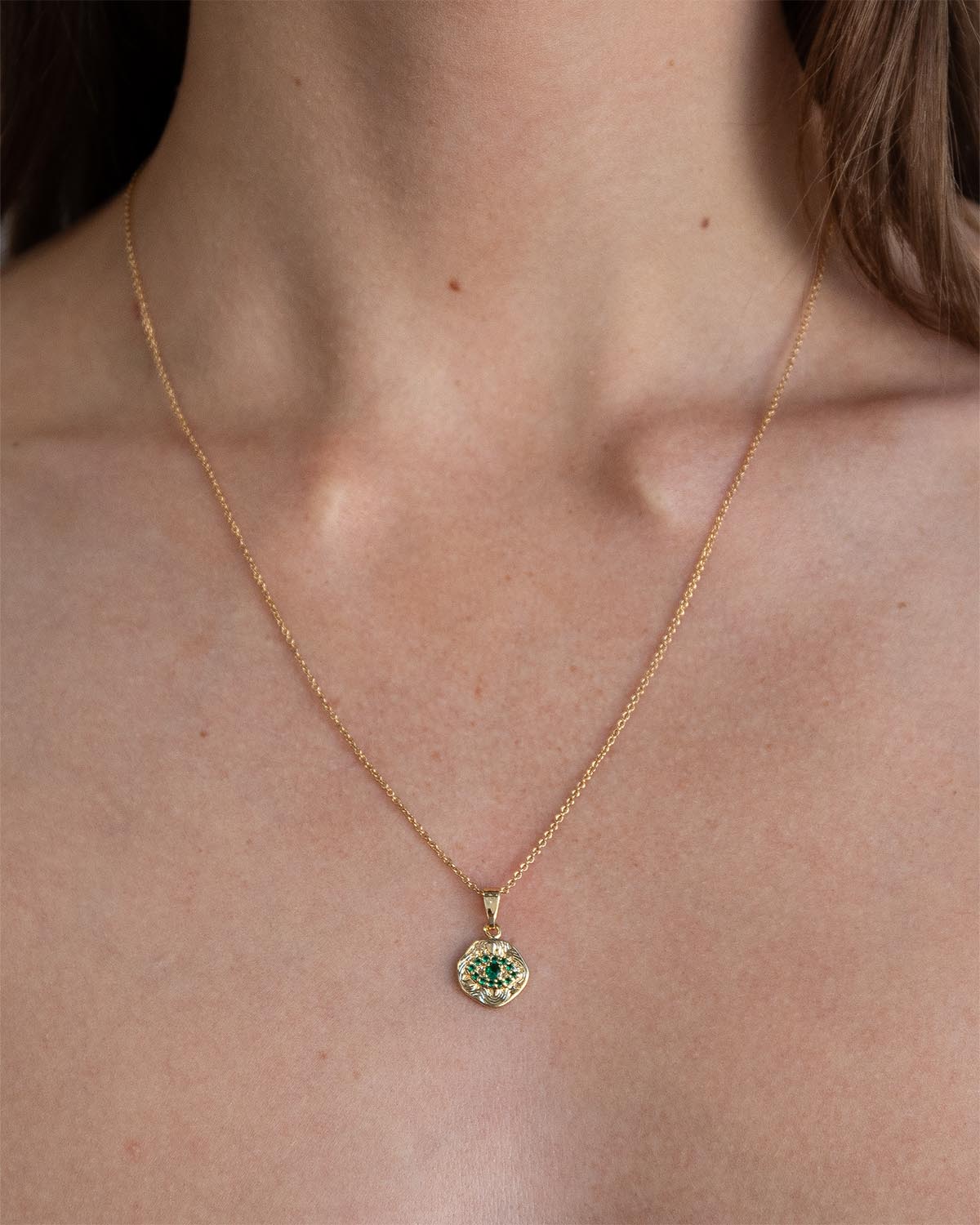 Emerald Evil Eye Necklace