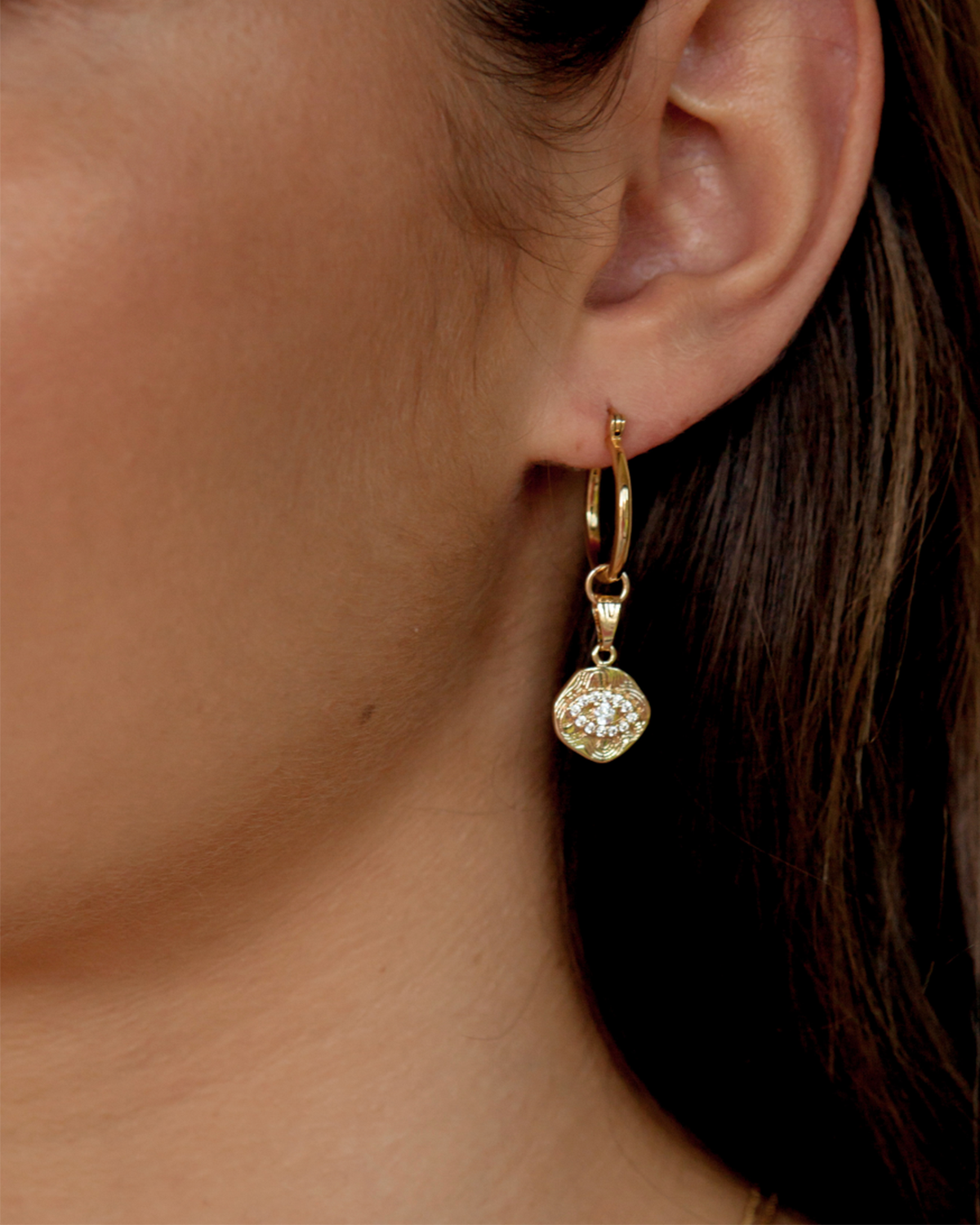 Clarity Evil Eye Pendant Hoops