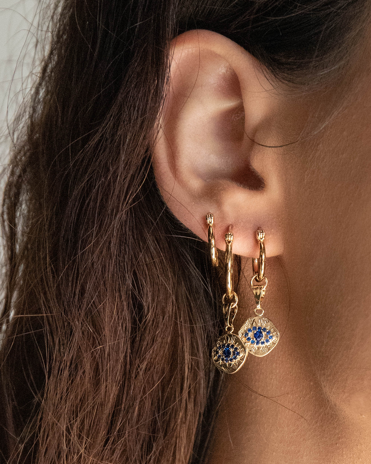 Evil Eye Pendant Hoops