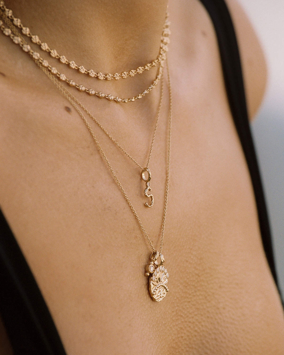 Textural Letter Necklace