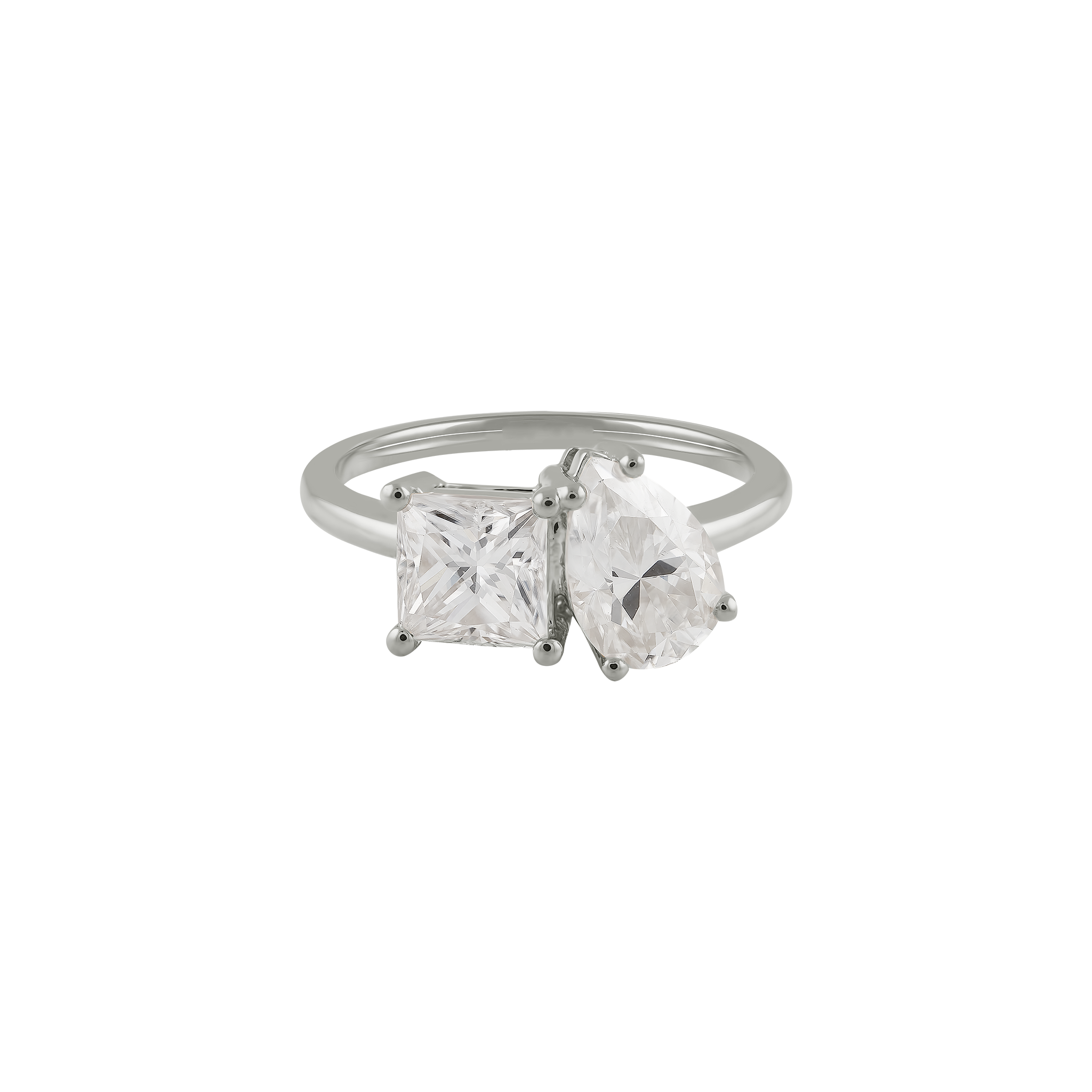Princess Pear Cut Toi Et Moi Moissanite Ring | 14k Solid Gold
