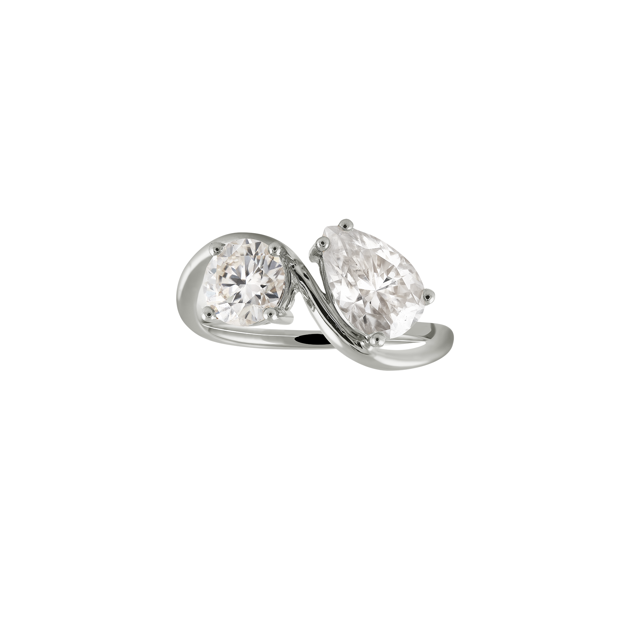 Curve Toi Et Moi Moissanite Ring | 14k Solid Gold